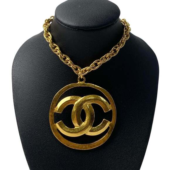 CHANEL Vintage Gold Logo Necklace